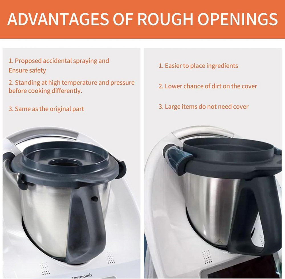 Кришка Thermomix TM5/TM6 для основної каструлі, нейлонова з силіконовим замком, заміна оригінальній, прозора/чорна 240 г Київ - фото 4