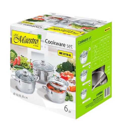 Набір каструль 6 предметів скляна кришка MR-3510-6L Maestro Житомир - фото 6