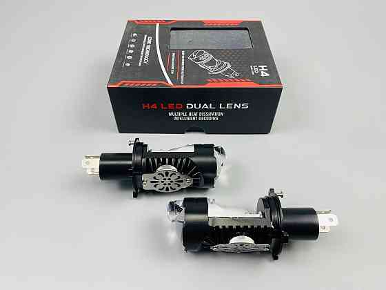 Лампа світлодіодна комплект 2 шт 12 V 65 W set (реальних ватів) LED + подвійна лінза + чітка світлотінева гр Мукачево