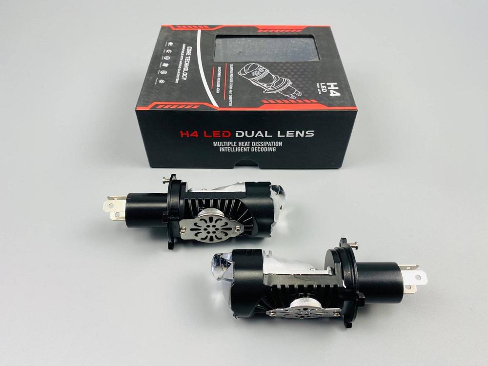 Лампа світлодіодна комплект 2 шт 12 V 65 W set (реальних ватів) LED + подвійна лінза + чітка світлотінева гр Мукачево - фото 1