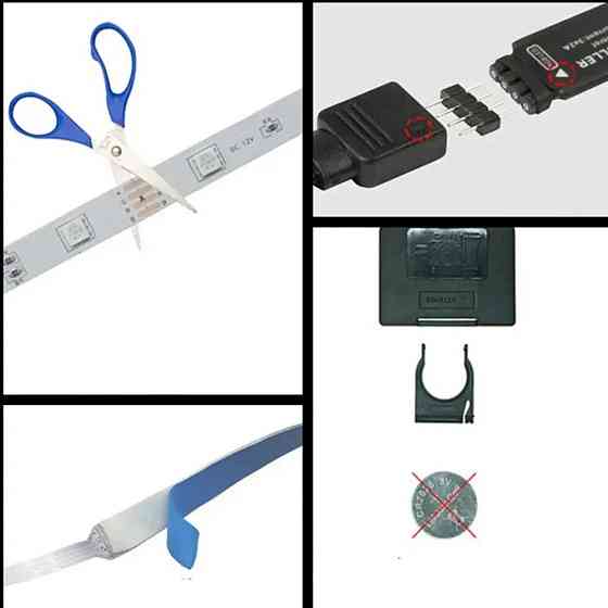 Світлодіодна стрічка 5м, 3528 з пультом і блоком живлення / Гнучка самоклеюча RGB стрічка Київ