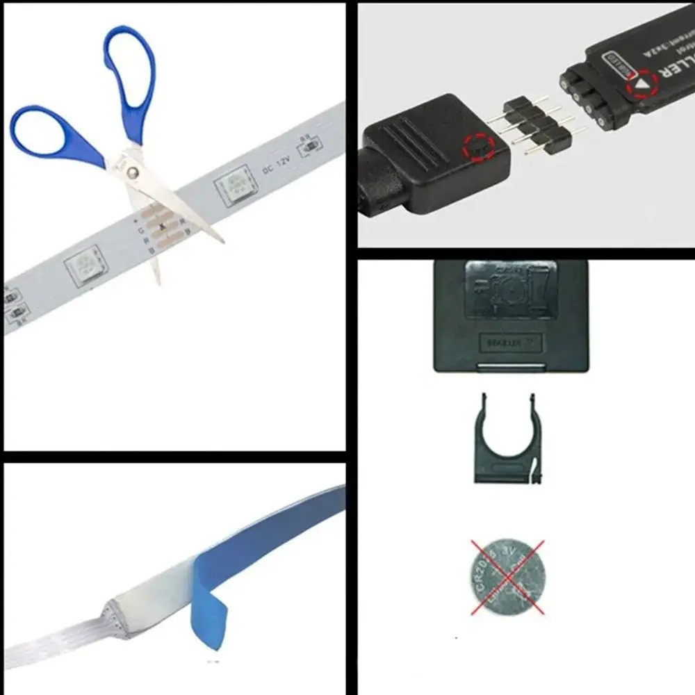 Світлодіодна стрічка 5м, 3528 з пультом і блоком живлення / Гнучка самоклеюча RGB стрічка Київ - фото 5