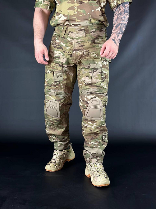 Армійські чоловічі штани мультикам  ріп стоп , демісезонні штурмові штани з захистом колін Львів - фото 4