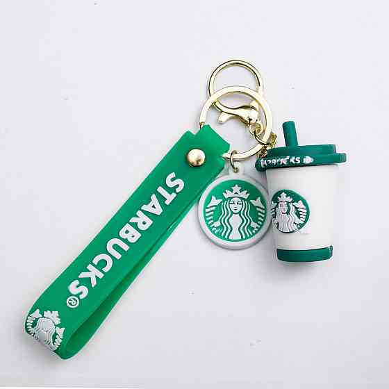 Дитячий брелок Старбакс 3,5×4,5 (см) для ключів, на сумку і рюкзак Білий HP-55-26SW Київ
