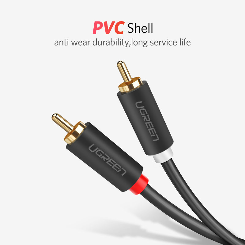 Межкомпонентный аудіо кабель Ugreen AV104 2RCA to 2RCA Audio Cable 10518 (Чорний, 2м) Николаев - изображение 9
