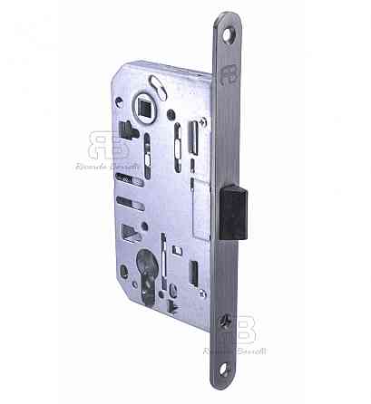 Замок для міжкімнатних дверей під циліндр Ricardo Borelli EN кевлар 85 мм з відповідною планкою MG матовий чорний Київ