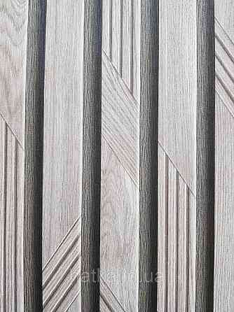 Обои виниловые на флизелине метровые Sintra Edelina полосы под стеновую панель коричневые с серым Киев