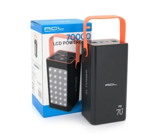 Универсальная зарядная батарея ACL PW-52 70000mAh с быстрой зарядкой 22.5W + прожектор + ручка для п Винница