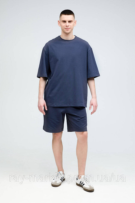 Костюм футболка оверсайз і шорти RAY BASIC темно-сірий чоловічий (U1801M-Dark Grey) XXL Київ - фото 1