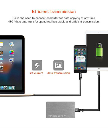 Кабель USB-Lightning/MicroUSB Baseus Two-in-one Portable Cable CALMBJ-01 (Чорний, 0.23м) Николаев - изображение 8
