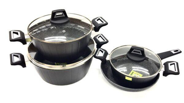 BN-344 (2)-Набор кастрюль 7пр 2,4л; 4л; 6,8л; сковорода 24см Внутреннее -мраморное покр.;внешняя пов Одесса - изображение 1