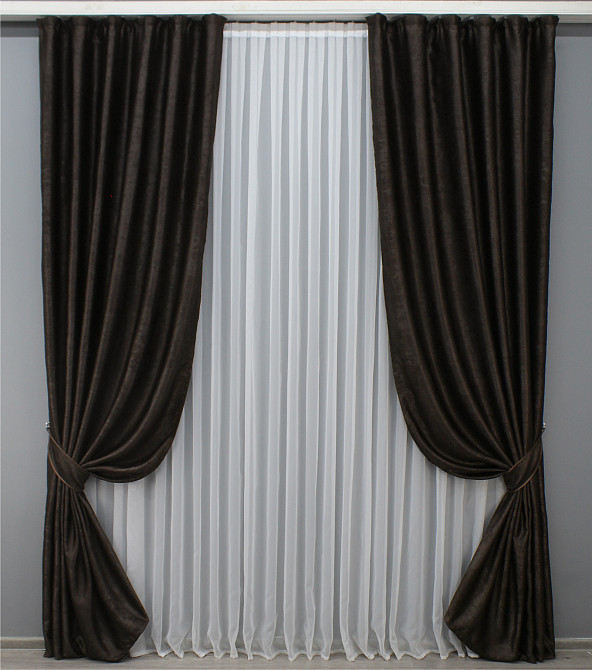 Шторная ткань софт цвет венге 1450ш Киев - изображение 4