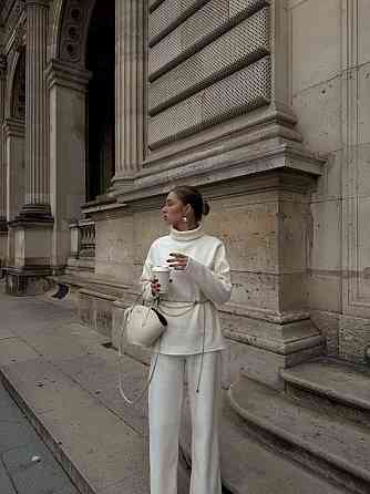 Женский базовый костюм двойка: свитер и брюки турецкая вязка Белый, 42/46 Одесса