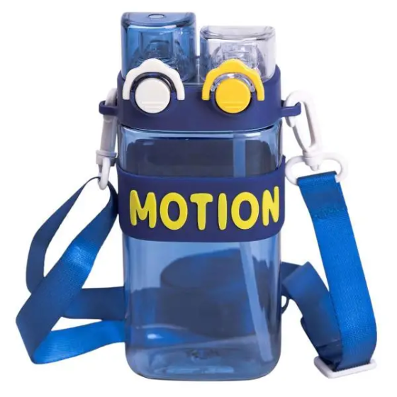 Пляшка для води з трубочкою 550 мл спортивна пластикова пляшка для тренувань Синя HP-14-49BL Коломия