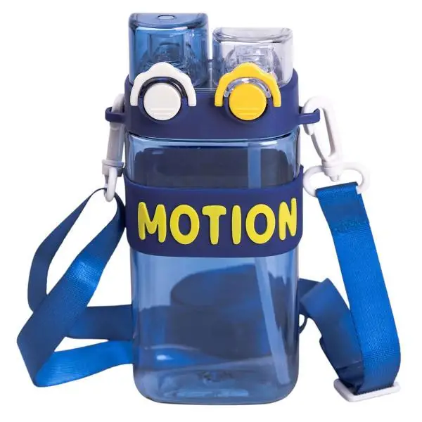 Пляшка для води з трубочкою 550 мл спортивна пластикова пляшка для тренувань Синя HP-14-49BL Коломия - фото 1