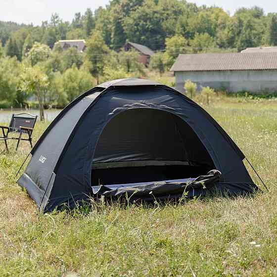 Палатка двухместная 200×150×120 см кемпинговая туристическая для рыбалки LU-025B Черный Киев