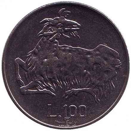 Козёл. Монета 100 лир. 1974 год, Сан-Марино.UNC Полтава