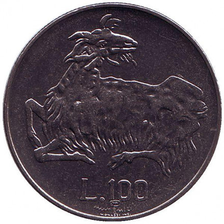 Козёл. Монета 100 лир. 1974 год, Сан-Марино.UNC Полтава - изображение 1