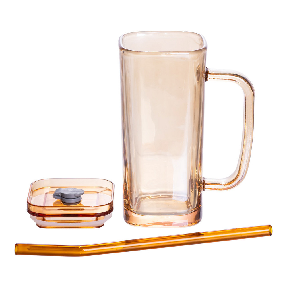 Yiwu Скляна чашка з кришкою і трубочкою 280 (мл) HP-19-53GLD Коломия - фото 3