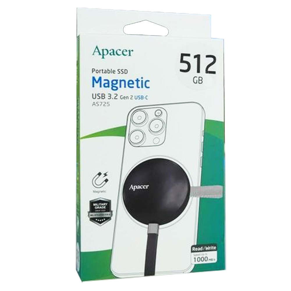 Портативний SSD Apacer Magnetic 512 ГБ Black Київ - фото 5
