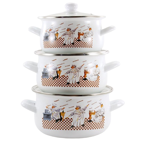 Набір каструль 3 предмети Кухарі (каструлі 2/3/4л) емальовані 10W Interos Житомир - изображение 1