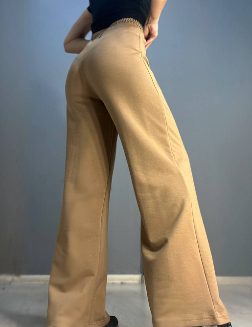 Брюки женские MY CITY 8286 широкие клеш от бедра шов стрелка впереди высокая посадка капучино, капучино, L Киев - изображение 15
