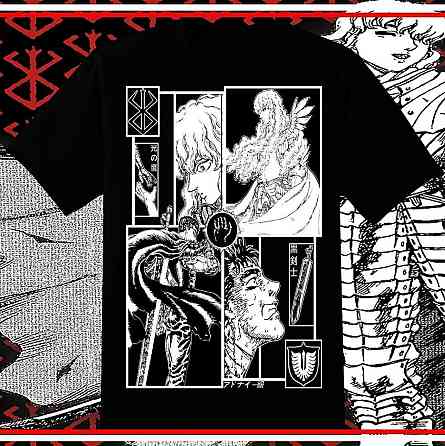 Футболка для хлопчика з аніме принтом Гутс Берсерк Аніме Інспіред оверсайз (зріст від 165 до 180) Чорний AnimeJ1162m Дніпро