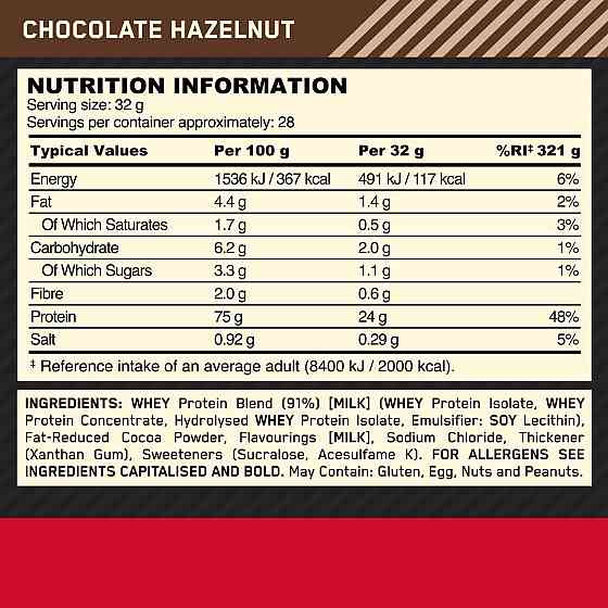 100% Whey Gold Standard 908 gram (Chocolate Hazelnut) Луцьк