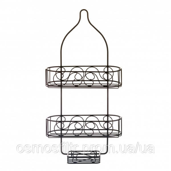 Полиця для душ кабіни Axentia Ностальджі 2-ярусна з мильницею порошкова фарба коричнева 25.5х10.5х52 см (282083) Київ - фото 1