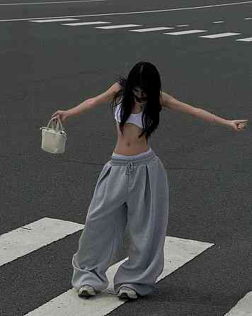 Женские объемные оверсайз брюки с резинкой в поясе двунитка Одесса