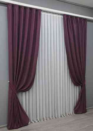 Комплект готовых штор VR-Textil Нубук однотонный № 1519ш Баклажановый 150х290 см 2 шт (33-0381 Киев