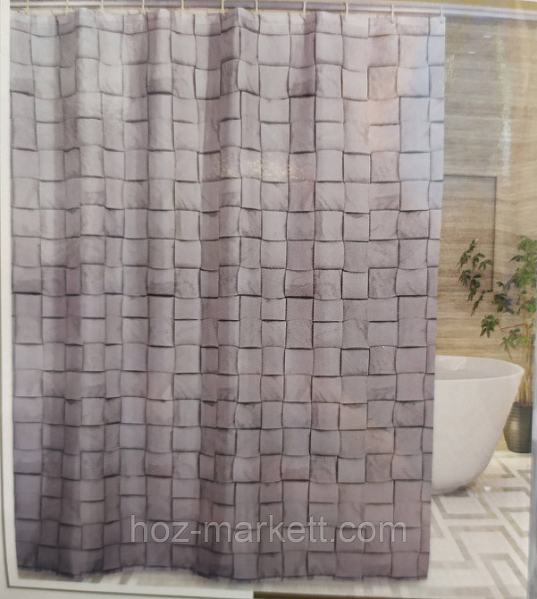 Штора для душа тканевая миранда Prusa 180 х 200 см серая Харьков - изображение 1