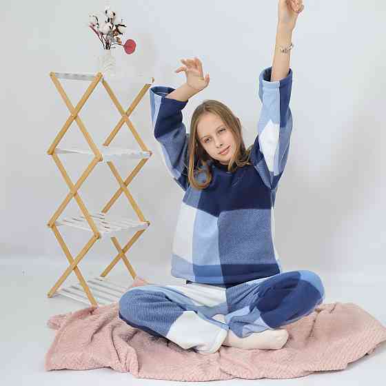 Дитяча тепла флісова піжама в синю клітинку Кам'янець-Подільський