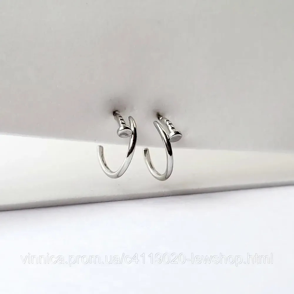 Серебряные серьги гвоздики на фиксаторах гвоздей без камней серебро 925 пробы Черновцы - изображение 2
