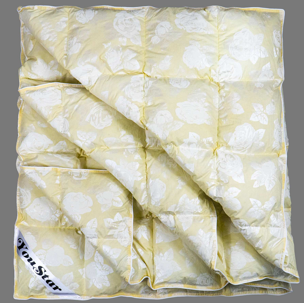 Полупуховое Евро одеяло YouStar 50% пух 50% перо, размер 200х220 см (Бежевый) Сумы - изображение 6