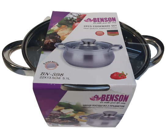 Каструля з кришкою-Нерж.сталь 5,1л (22*13,5см BN-598 (6 шт./ясть) Одеса - фото 1