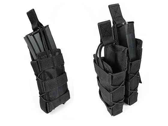 Підсумок під магазин АК/РПК одинарний відкритий чорний (MOLLE, підсумок на розгрузку, жилет, РПС) Коломия