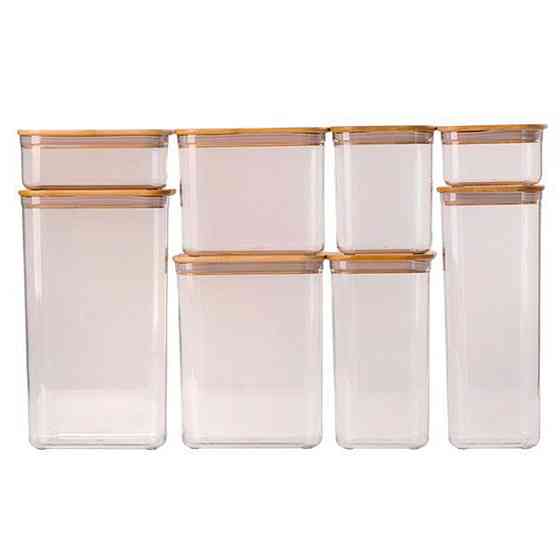 Yiwu Набір банок для сипучих продуктів 8 штук ємності з бамбуковою кришкою HP-1303 Киев