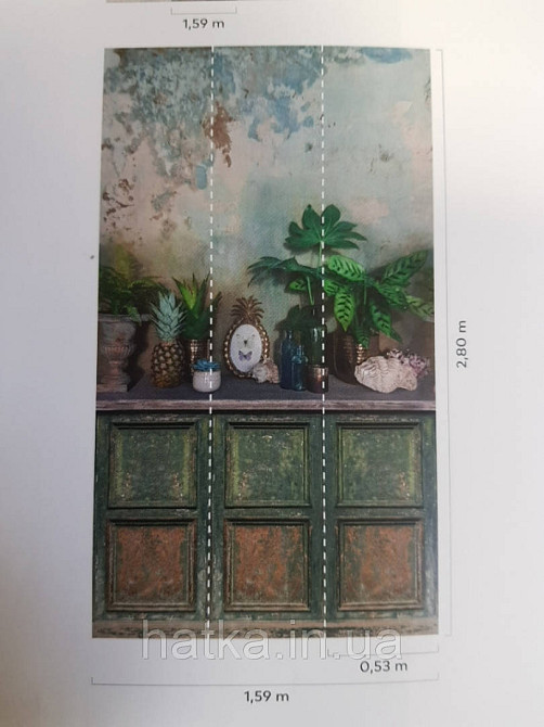 Шпалери вінілові Grandeco One roll one motif 2 A39001 панно ф'южн рослини фрукти підставки на старовинному Київ - фото 2