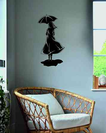 Декоративное настенное Панно «Девушка с зонтом», Декор на стену 70*36 см, Черный Киев