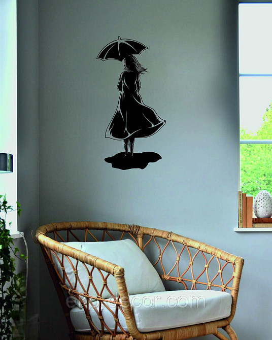 Декоративне настінне Панно «Дівчина з парасолькою», Декор на стіну 70*36 см, Чорний Київ - фото 6