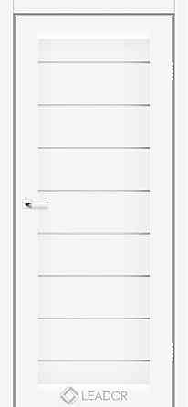 Двері міжкімнатні Леона білий мат скло сатин Київ