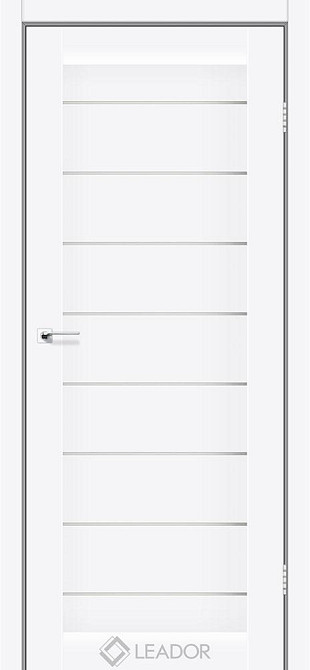 Двери межкомнатные Даруми Леона белый мат стекло сатин Киев - изображение 1
