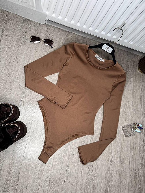 Женский базовый боди с длинным рукавом микродайвинг. Мокко, 42/44 Одесса - изображение 1