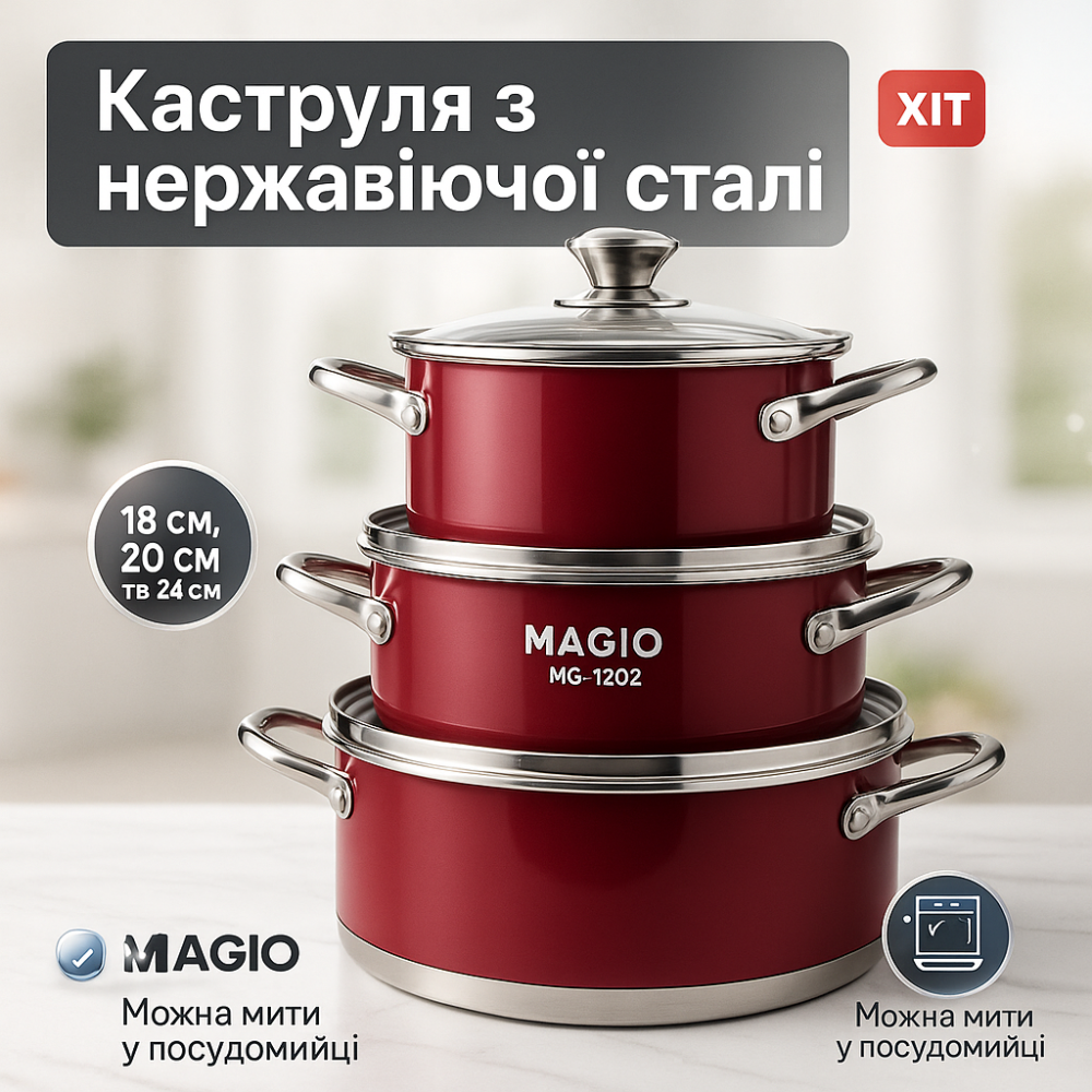 Отличная кастрюля MAGIO, Кастрюля из качественных материалов, Набор посуды с ковшиком UH-96 Львов - изображение 15