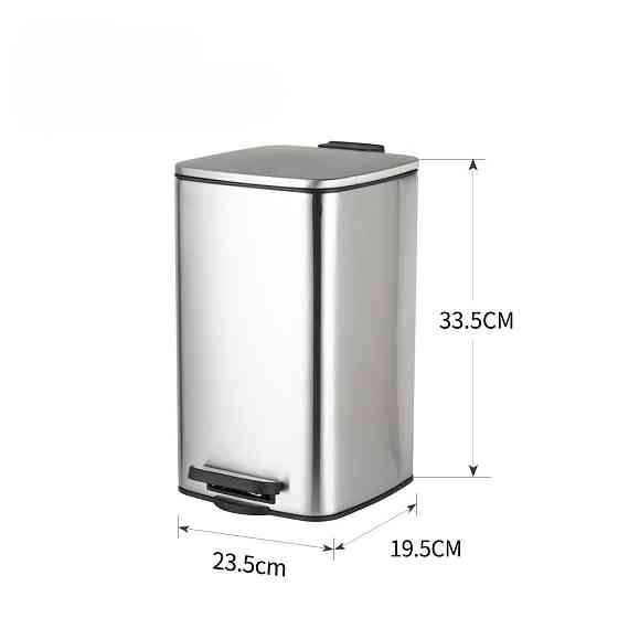 Квадратне сміттєве відро з плавним закриттям Zerix Kubix-TC0108 SS Color 8 л, колір нержавійка ZX589 Харків