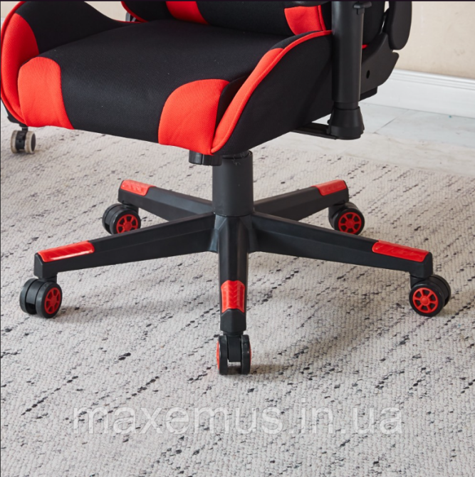 Кресло геймерское из ткани с регулировкой подлокотников B-142 компьютерное кресло для геймера черно-красное Мостиска - изображение 6
