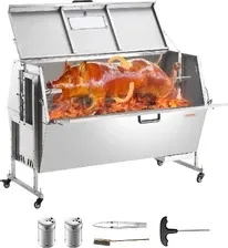 Гриль VEVOR grill do jagnięciny z rożna 130 kg Grill rożenowy BBQ (60 W) do wieprzowiny, jagnięciny, kozy, komercyjny rożen do Київ