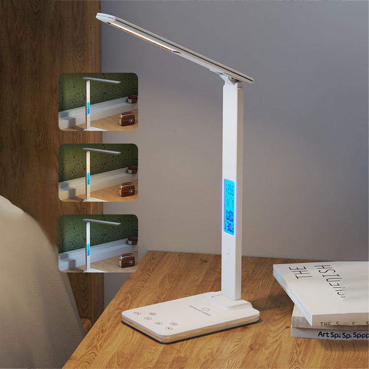 Настольная LED лампа с беспроводной зарядкой и будильником Киев - изображение 4