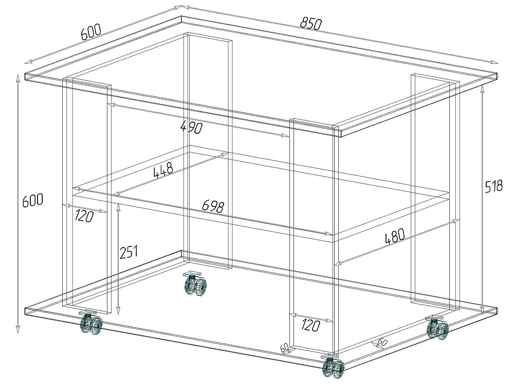 Стол журнальный Квант №3, Дуб Конкордия, 850/600/600 Львов - изображение 2